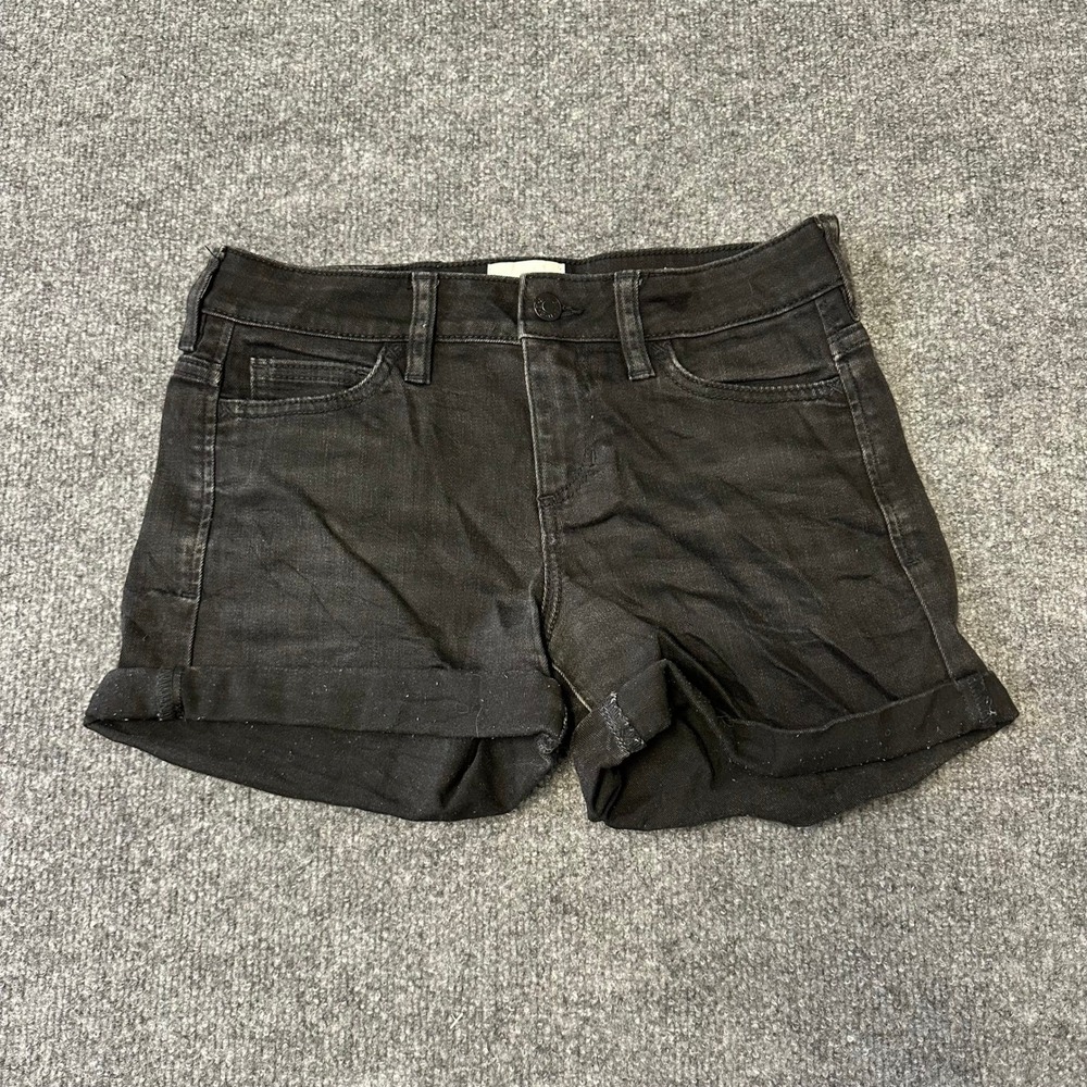 Riders by Lee Shorts Womens Size 8 Black Mid Thigh Denim Cuffed Stretch Casual